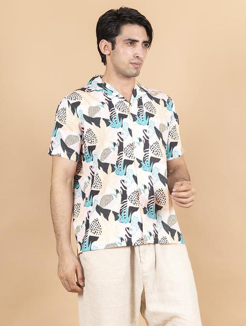 beige cotton blend casual shirt - 20606334 - Very Small Image - 1