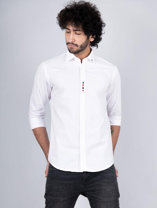 men white solid casual shirt - 20606357 - Very Small Image - 1