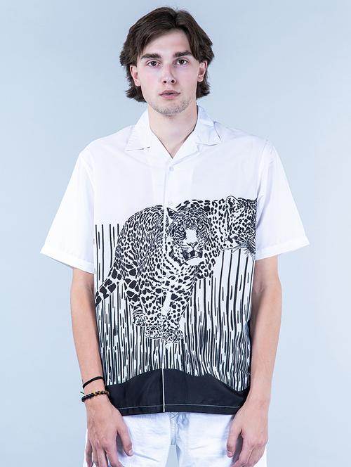 men white & black printed casual shirt - 20606359 - Very Small Image - 1