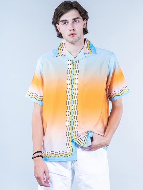 men blue ombre casual shirt - 20606373 - Very Small Image - 1
