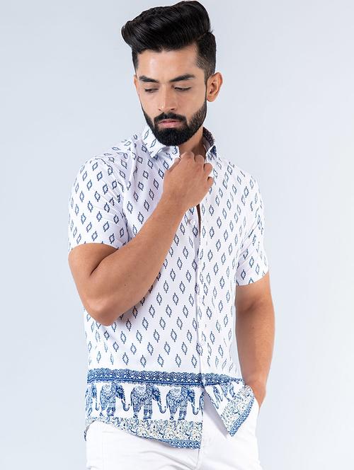men white printed casual shirt - 20606407 - Very Small Image - 1