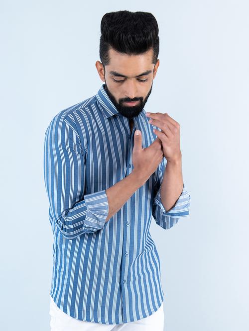 men striped collared casual shirt - 20606508 - Very Small Image - 1