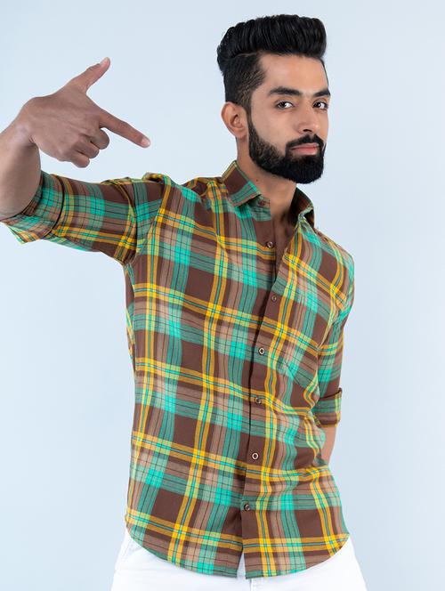 men checkered collared casual shirt - 20606513 - Very Small Image - 1