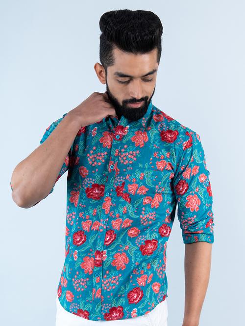 men floral print collared casual shirt - 20606532 - Very Small Image - 1