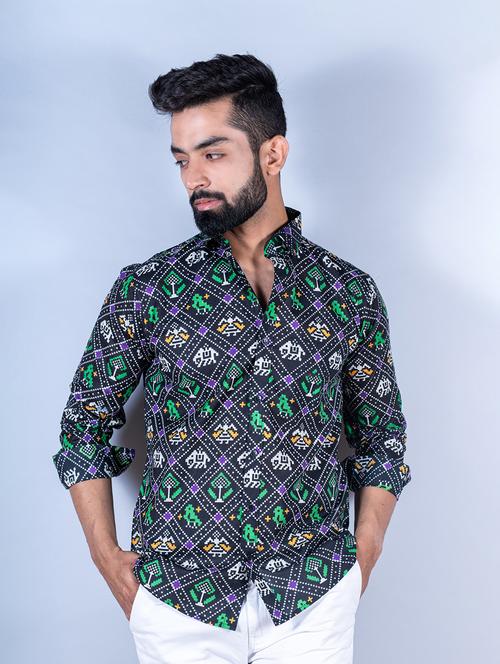 men black printed casual shirt - 20606568 - Very Small Image - 1