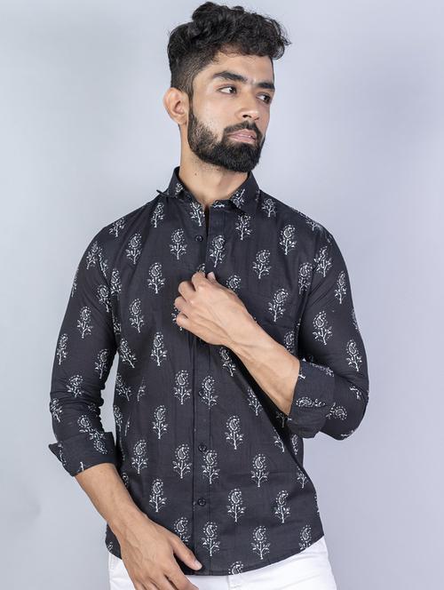 men black printed casual shirt - 20606676 - Very Small Image - 1