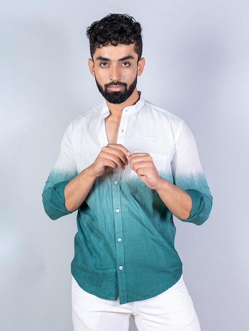 men green & white tie-dye casual shirt - 20606730 - Very Small Image - 1