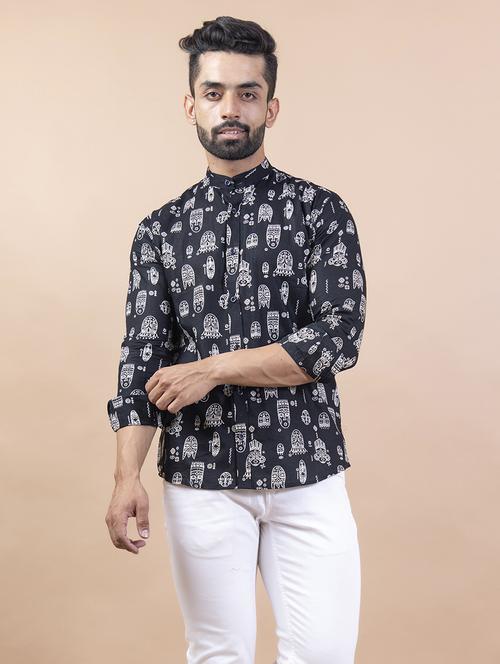 men black printed casual shirt - 20606809 - Very Small Image - 1