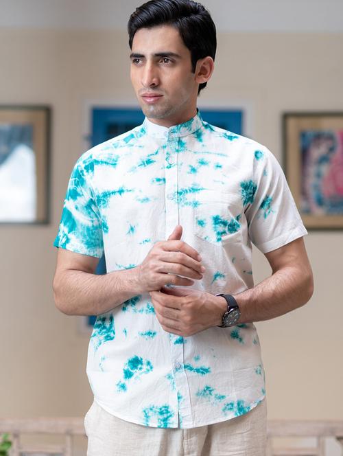 men tie & dye short sleeve casual shirt - 20606929 - Very Small Image - 1