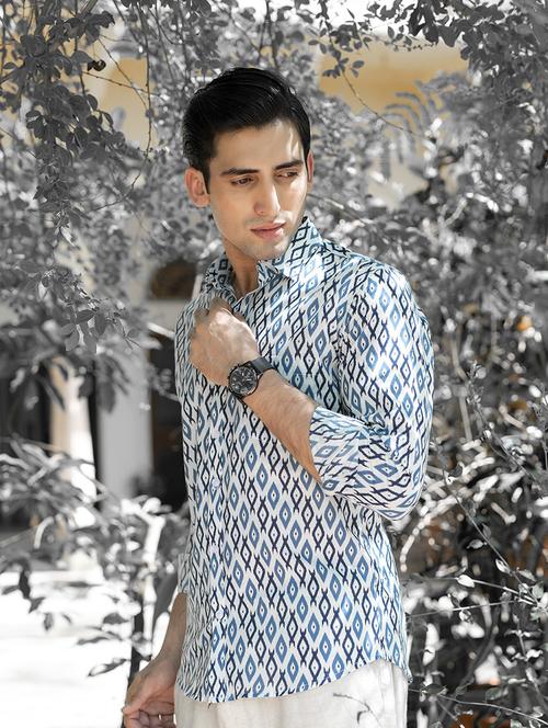 men white printed casual shirt - 20606948 - Very Small Image - 1
