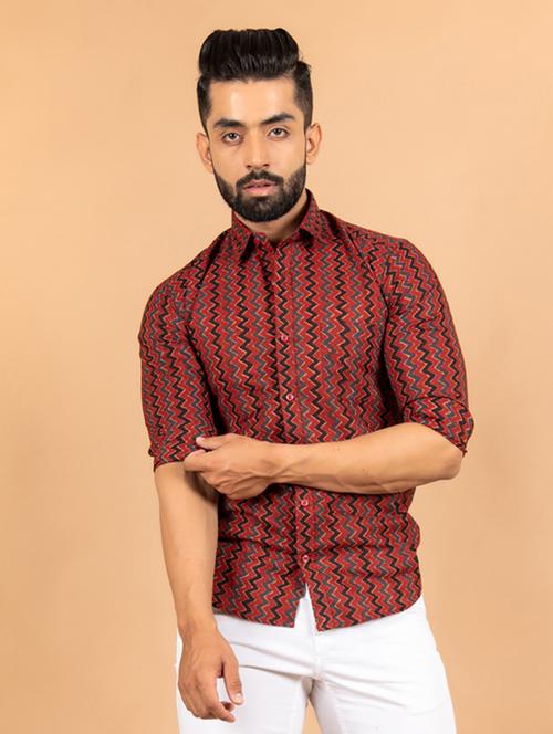 maroon cotton blend casual shirt - 20607159 - Very Small Image - 1