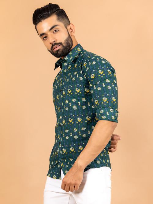 green cotton blend casual shirt - 20607164 - Very Small Image - 1
