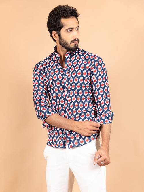 teal cotton blend casual shirt - 20607180 - Very Small Image - 1