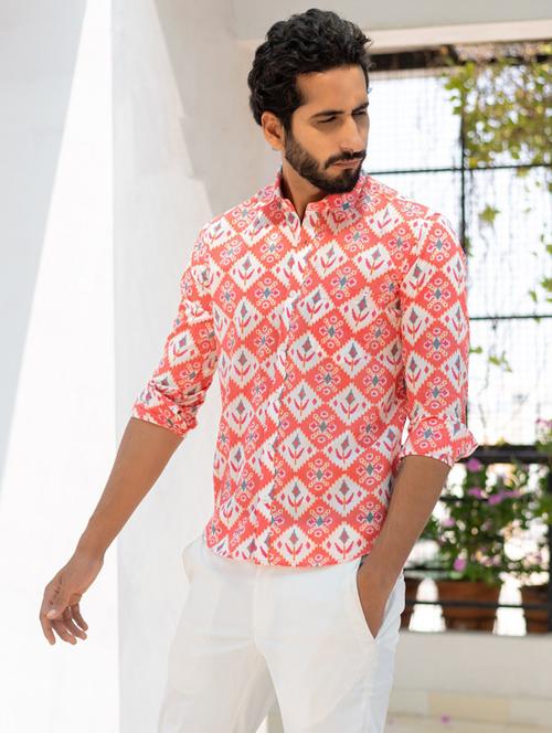 pink cotton blend casual shirt - 20607201 - Very Small Image - 1