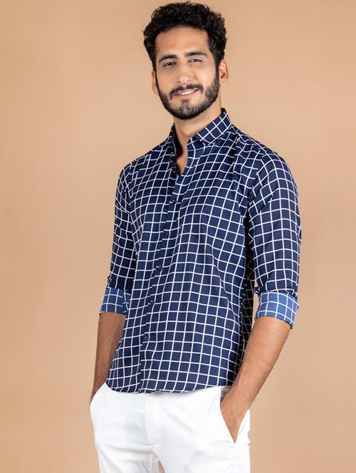 men check print casual shirt - 20607383 - Very Small Image - 1