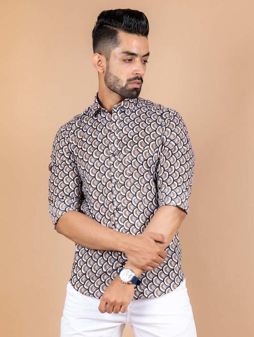 brown cotton blend casual shirt - 20607525 - Very Small Image - 1