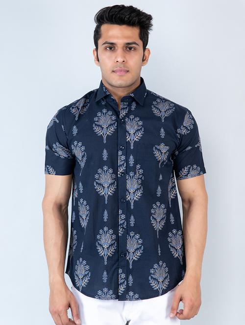 men short sleeve cotton casual shirt - 20607894 - Very Small Image - 1