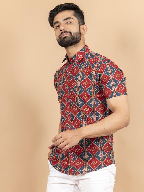 men short sleeve cotton casual shirt - 20607897 - Very Small Image - 1