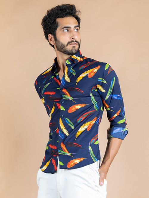 men printed long sleeve casual shirt - 20607966 - Very Small Image - 1
