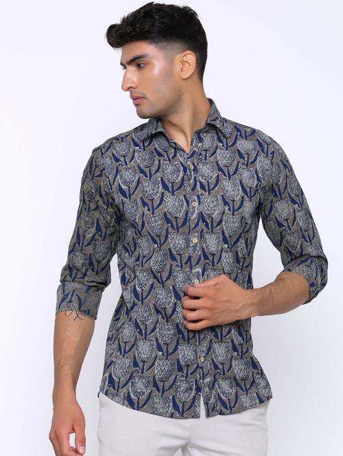 men long sleeve collared casual shirt - 20608319 - Very Small Image - 1