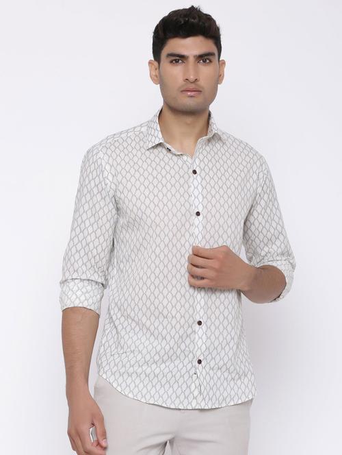 men off-white printed casual shirt - 20608363 - Very Small Image - 1