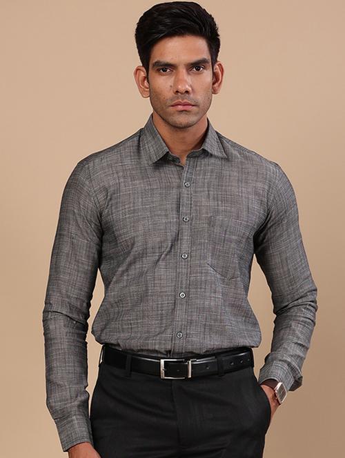 men steel grey cotton blend formal shirt - 20608393 - Very Small Image - 1