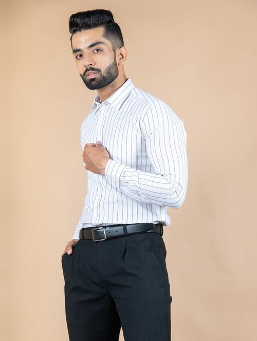 men white vertical striped formal shirt - 20608395 - Very Small Image - 1