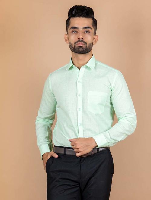 men solid green formal shirt - 20608397 - Very Small Image - 1
