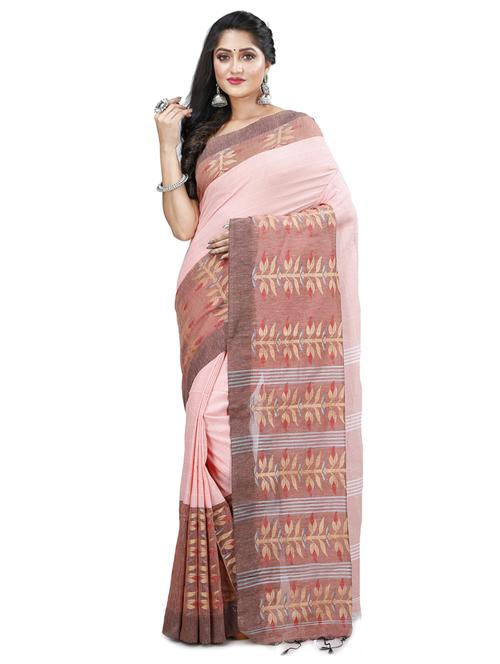 women's self design pink colored saree with blouse - 20608492 - Very Small Image - 1