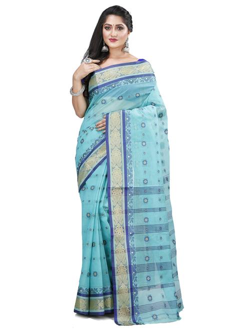 light blue self design handloom saree - 20608511 - Very Small Image - 1