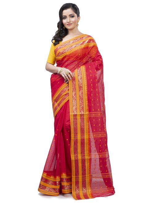 red self design handloom saree - 20608519 - Very Small Image - 1