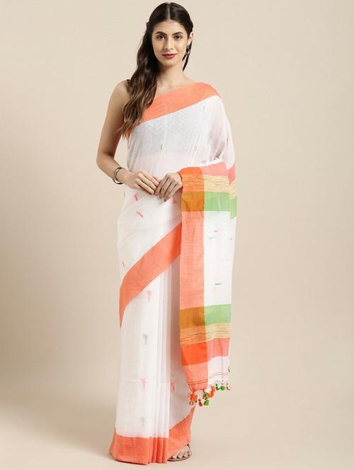women white self design handloom saree - 20608546 - Very Small Image - 1