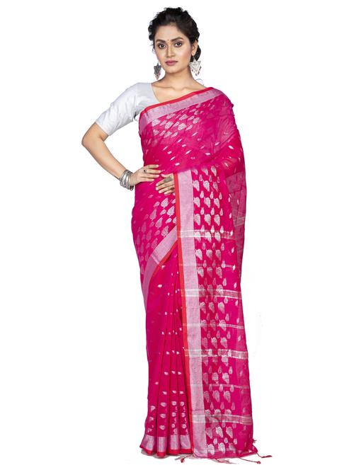 women pink self design tant saree with blouse - 20608585 - Very Small Image - 1