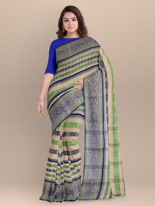 beige self design handloom saree - 20608652 - Very Small Image - 1