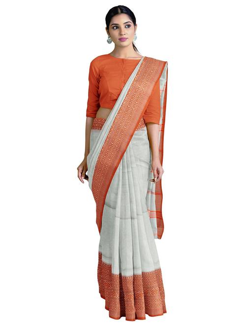 grey handloom saree with blouse - 20608666 - Very Small Image - 1
