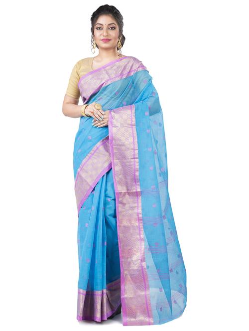 light blue cotton narayanpet saree - 20608719 - Very Small Image - 1