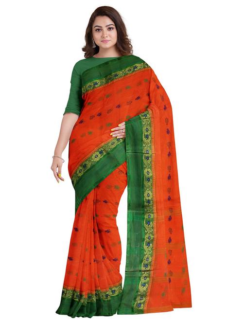 orange self design handloom saree - 20608736 - Very Small Image - 1