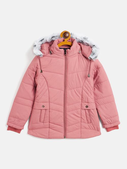 kids pink quilted hooded bomber jacket - 20609112 - Very Small Image - 1