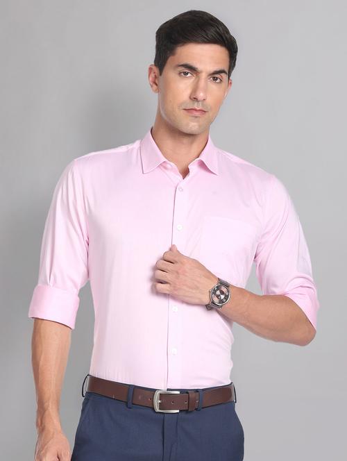 men solid pink formal shirt - 20609234 - Very Small Image - 1