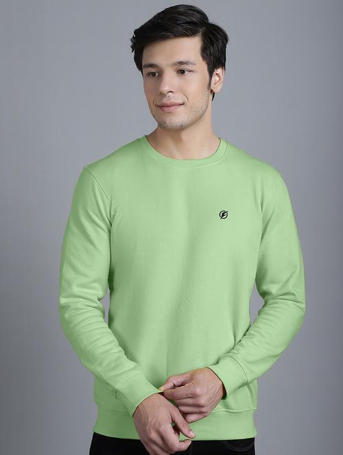 men light green fleece plain sweatshirt - 20609256 - Very Small Image - 1