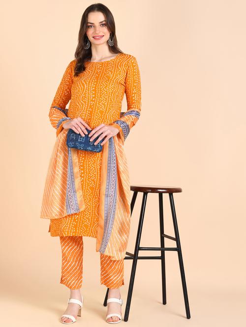 orange three quarter sleeve suit set - 20609825 - Very Small Image - 1