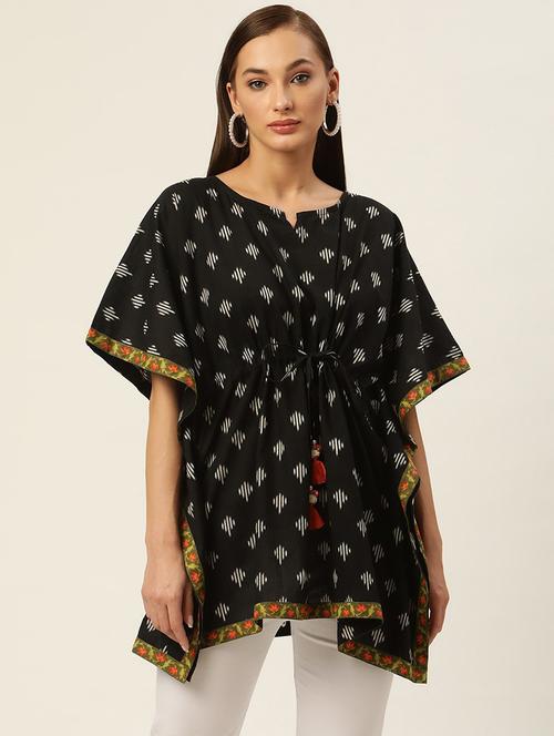 women black printed kaftan tunic top - 20610990 - Very Small Image - 1