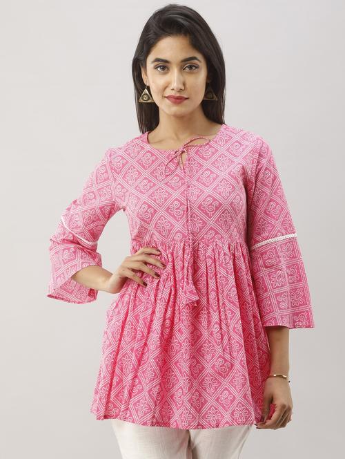 women pink printed flared top - 20611018 - Very Small Image - 1