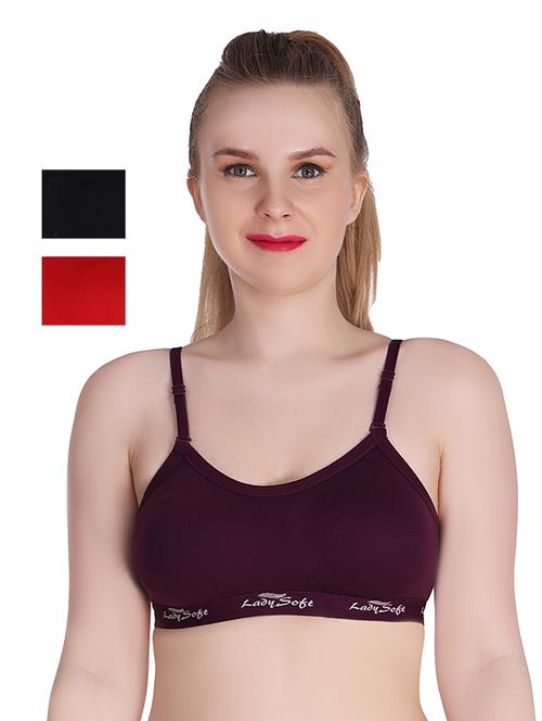 women pack of 3 solid sports bra - 20611125 - Very Small Image - 1
