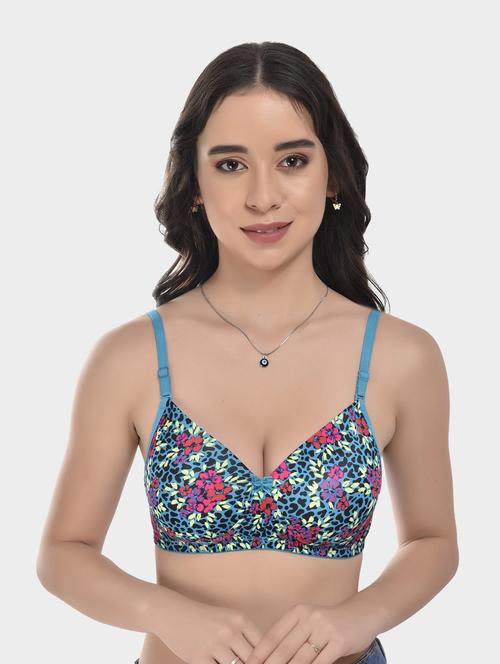 turquoise cotton blend regular bra - 20611233 - Very Small Image - 1