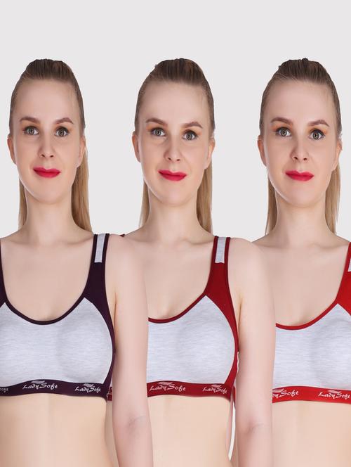 pack of 3 color block sports bra - 20611330 - Very Small Image - 1