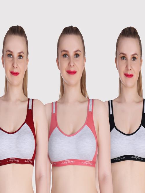 pack of 3 color block sports bra - 20611338 - Very Small Image - 1