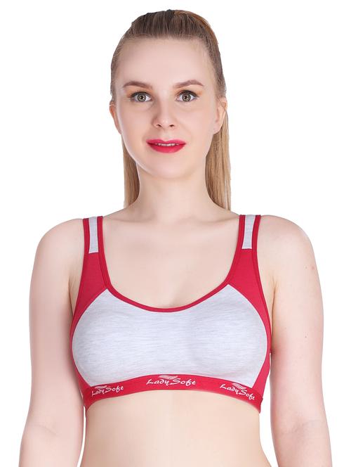 color block cotton blend sporta bra - 20611347 - Very Small Image - 1