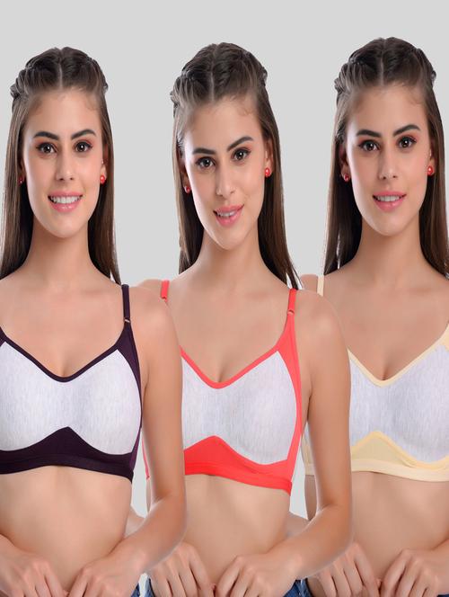 pack of 3 color block sports bra - 20611363 - Very Small Image - 1