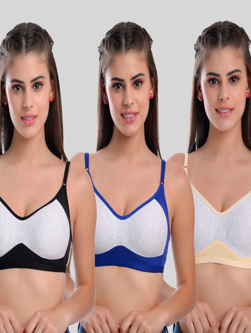 pack of 3 color block sports bra - 20611367 - Very Small Image - 1